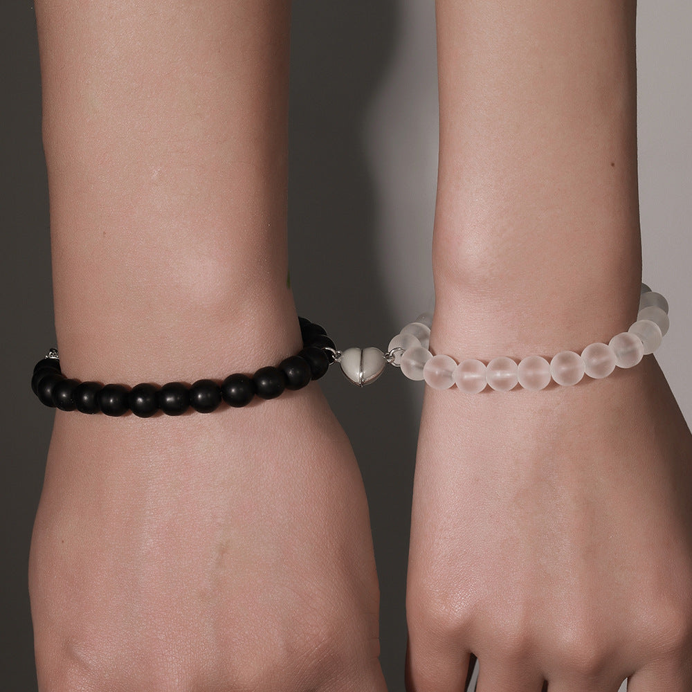 Wholesale black frosted wear copper with zirconium diamond ball flying saucer long bracelet set